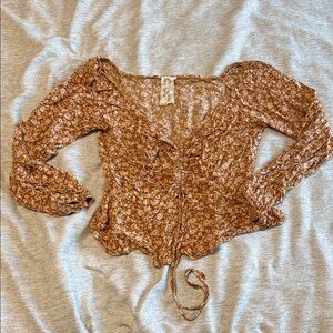 Sadie & Sage (Anthropologie) Floral Tie-Front Blouse – Size Small